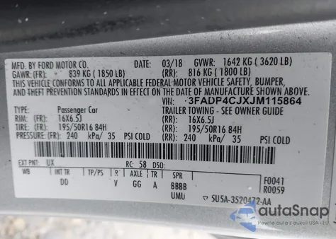 2018 Ford Fiesta Titanium from USA, damaged, VIN 3FADP4CJXJM115864